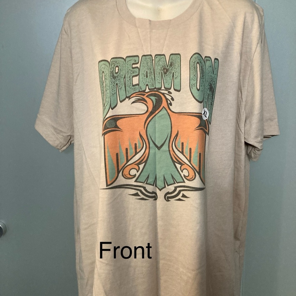 Bella Canvas Tan Short Sleeve Tee Retro Design. Dream on!